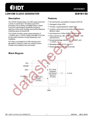 ICS181M-52 datasheet  